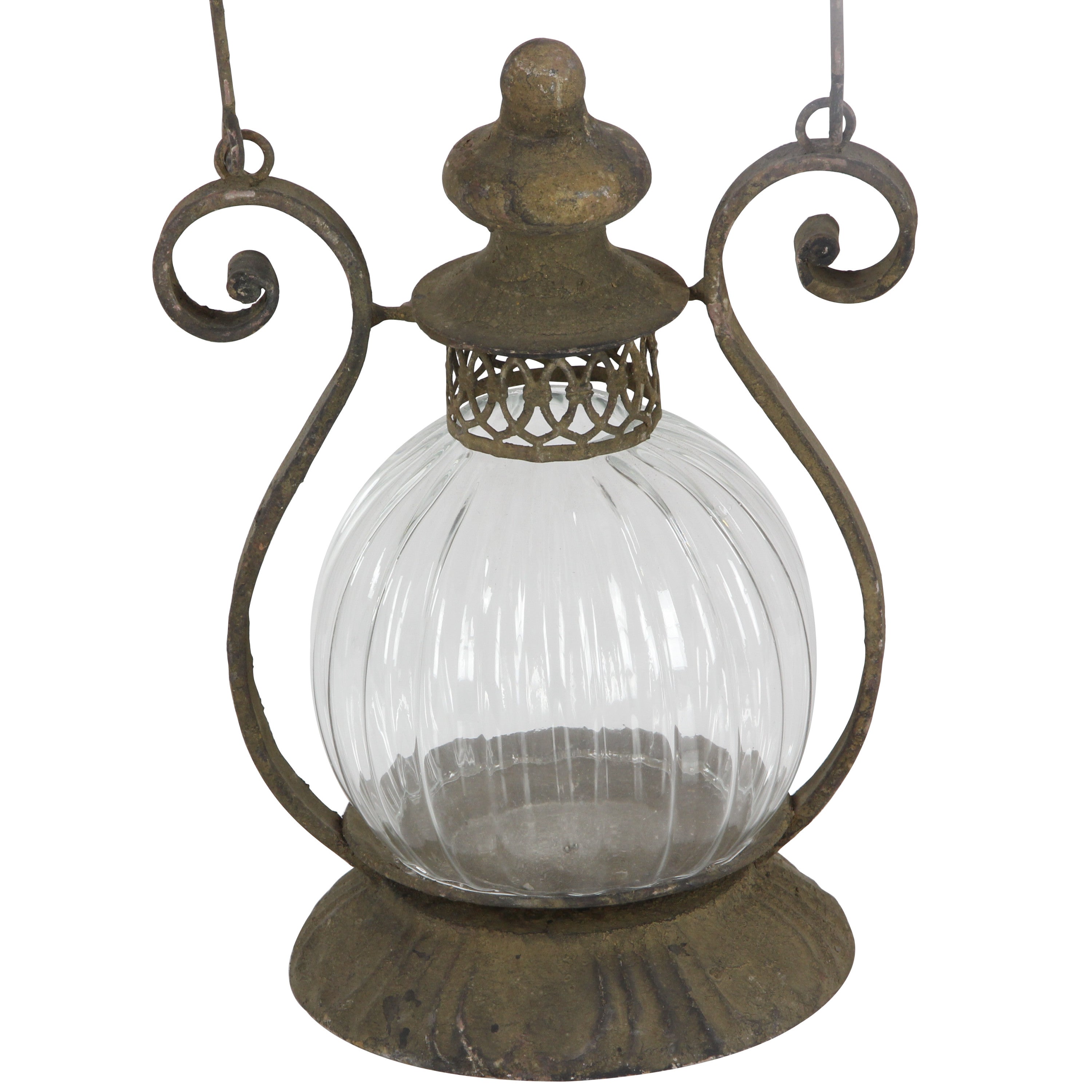 DecMode Brown Metal Candle Lantern with Handle