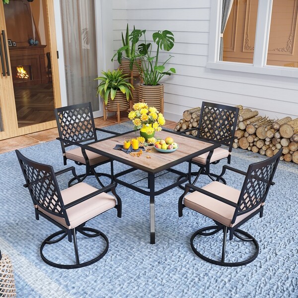 MAISON ARTS 5Piece Patio Dining Set with Swivel Chairs and WoodLike Table