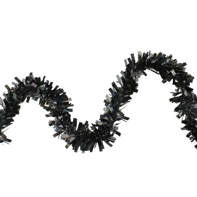 Northlight Wide Cut Black Halloween Tinsel Garland 50 Feet Unlit