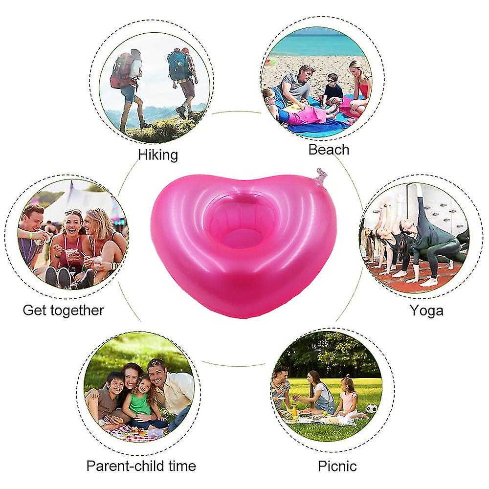 12 Pcs Inflatable Drink Holder Float Drink Cup Holder Heart Shaped For Summer Swimming Pool