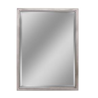 Deco Mirror 30 in. W x 40 in. H Framed Rectangular Beveled Edge Bathroom Vanity Mirror in Brush nickel with chrome inner lip 8773