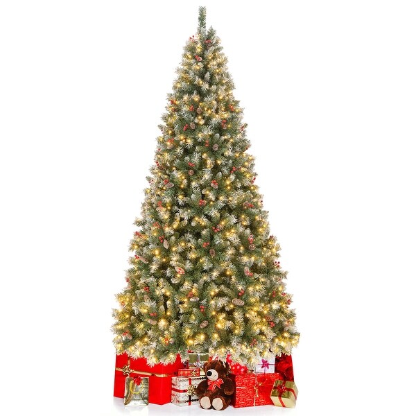 Gymax 9 FT PreLit Christmas Tree Artificial Hinged Christmas Tree w/