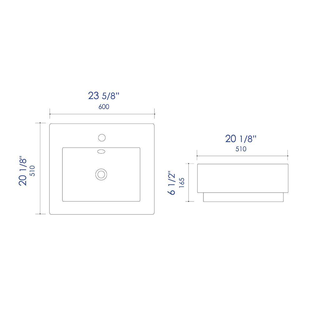 ALFI BRAND 23.63 in. Drop In Bathroom Sink in White ABC701