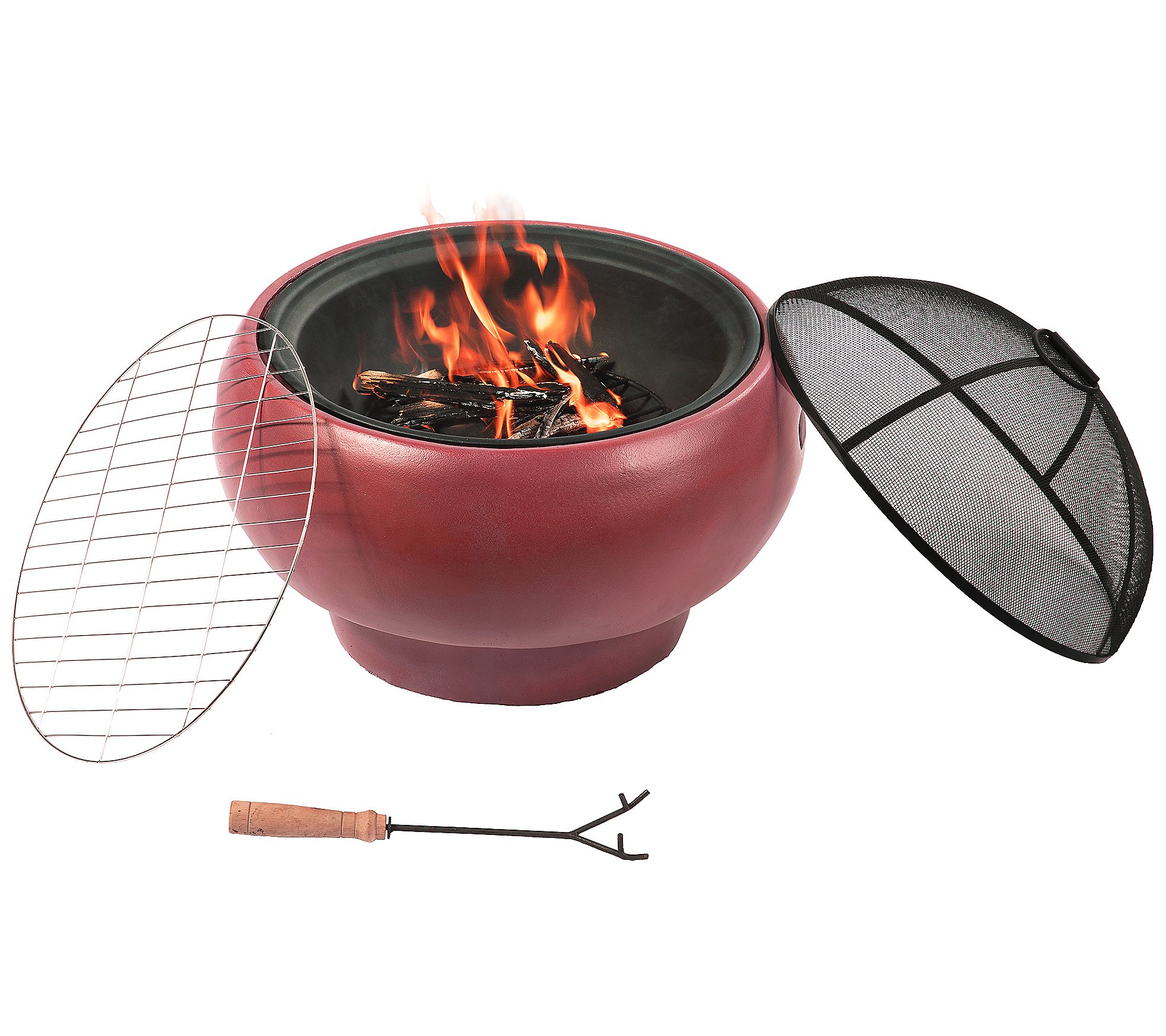 Teamson Home Outdoor 22 Round Concrete Wood Bu rning Fire Pit