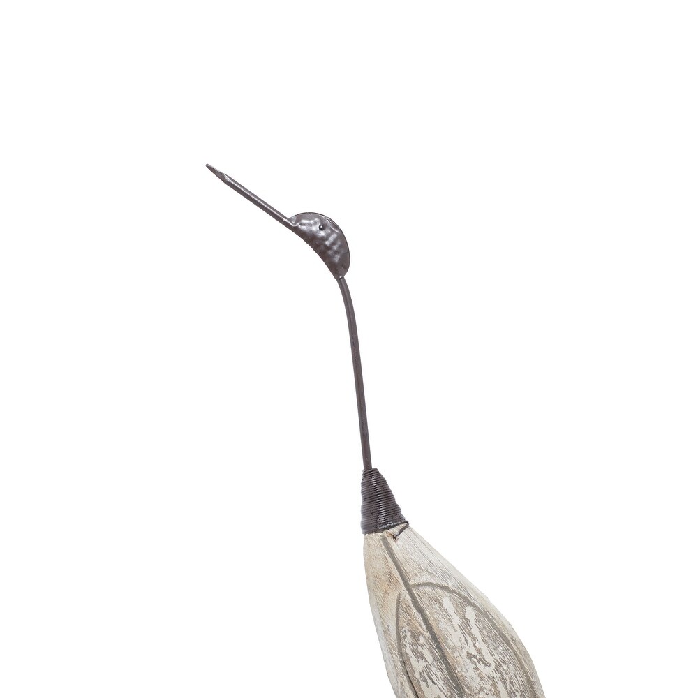 Brown Wood Bird Sculpture (Set of 2)   13 x 4 x 34 and 8 x 3 x 28