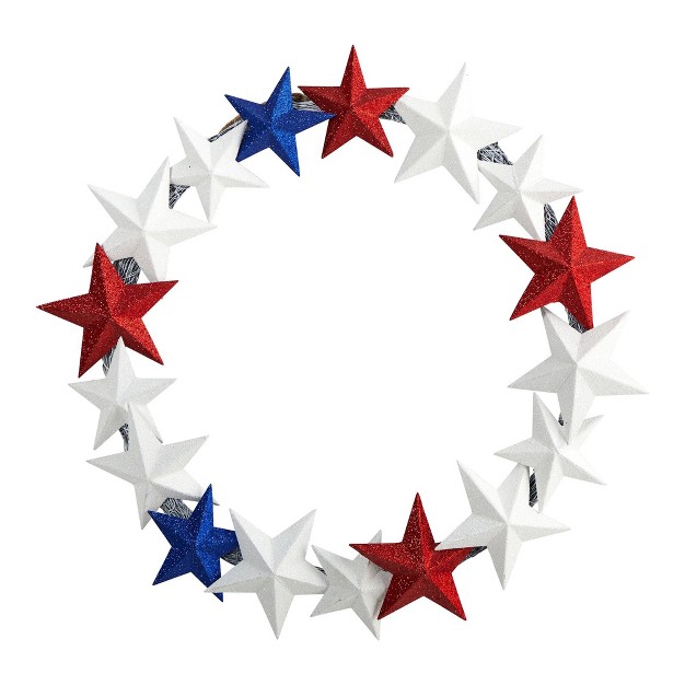 Nearly Natural 21 Americana Wreath With Stars Red White And Blue