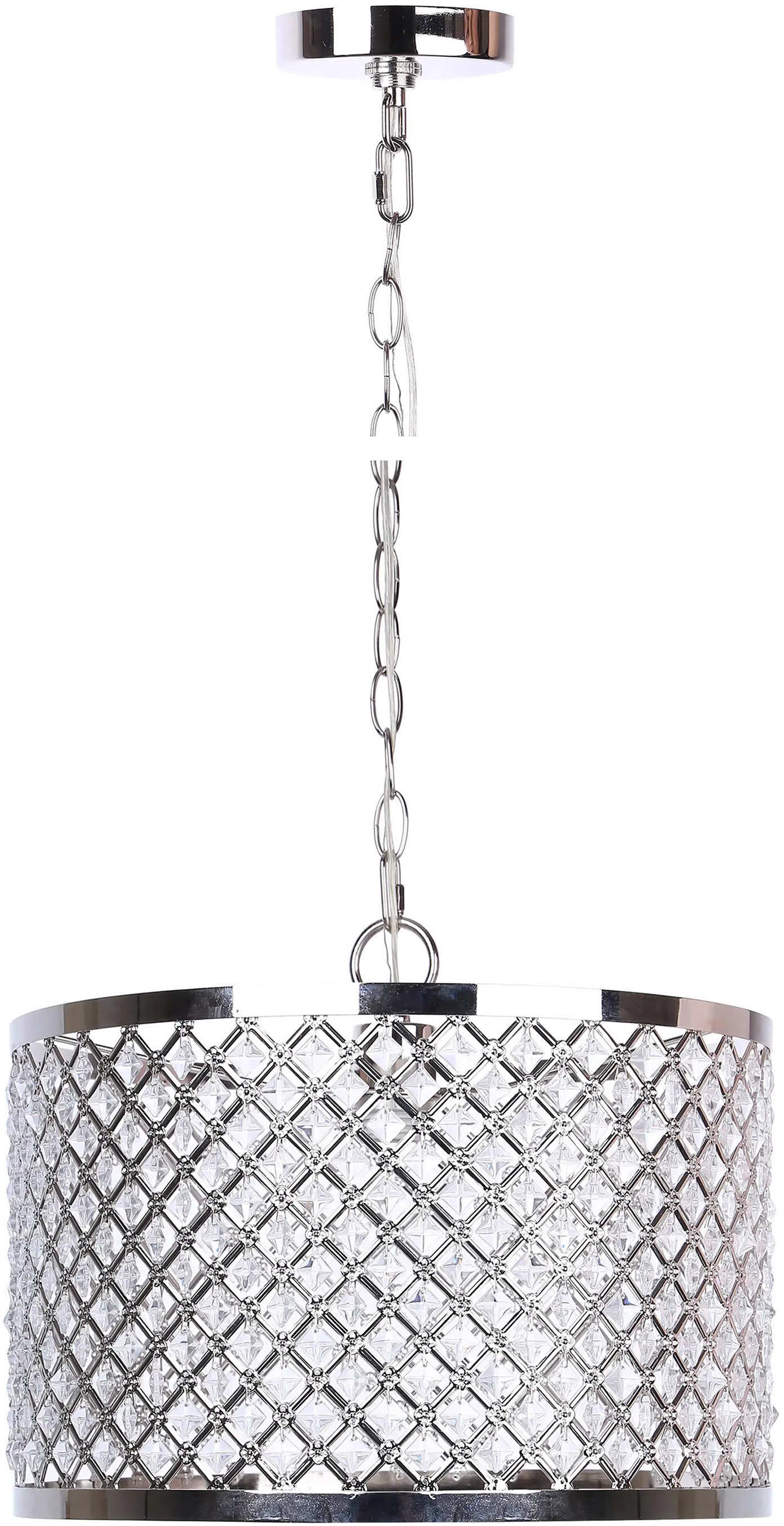 Dangles Polished Nickel Drum Pendant Light