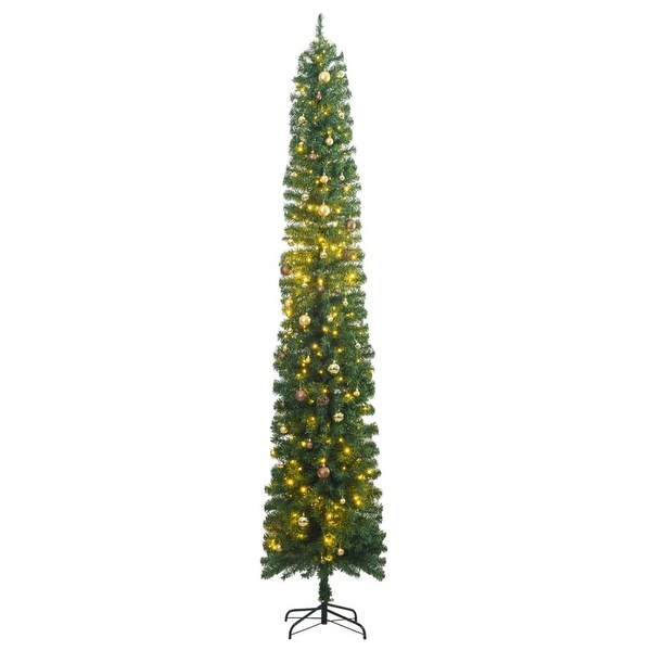 vidaXL Christmas Tree Decoration Artificial Slim Tree with Stand Green PVC