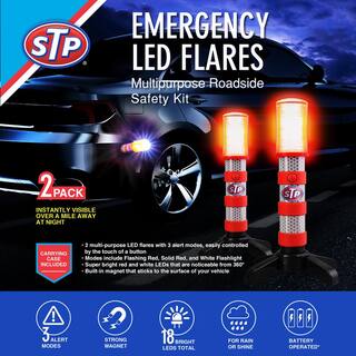 STP Emergency LED Road Flares 3 Separate Lighting Modes Battery-Powered (2-Pack) SEL1-1000-RES