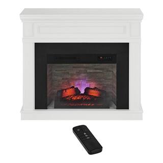 StyleWell Grantley 50 in. W Freestanding Electric Fireplace Mantel in White 150632