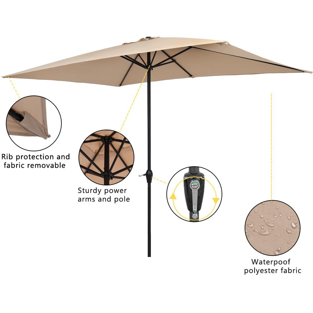 Zimtown 10ft Square Patio Umbrella Market Umbrella with Crank Top Color