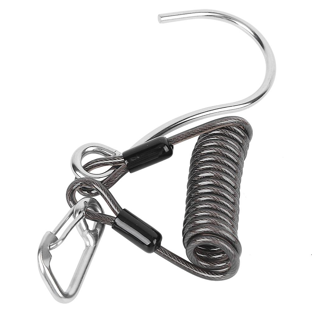 Spring Anti Lost Rope Single End Marine Grade Sports Stainless Steel Coral Rock Drift Diving Hook Accessory(black )