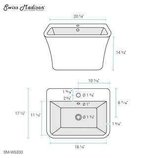 Swiss Madison Carre Ceramic Wall Mount Bathroom Sink in Glossy White SM-WS330