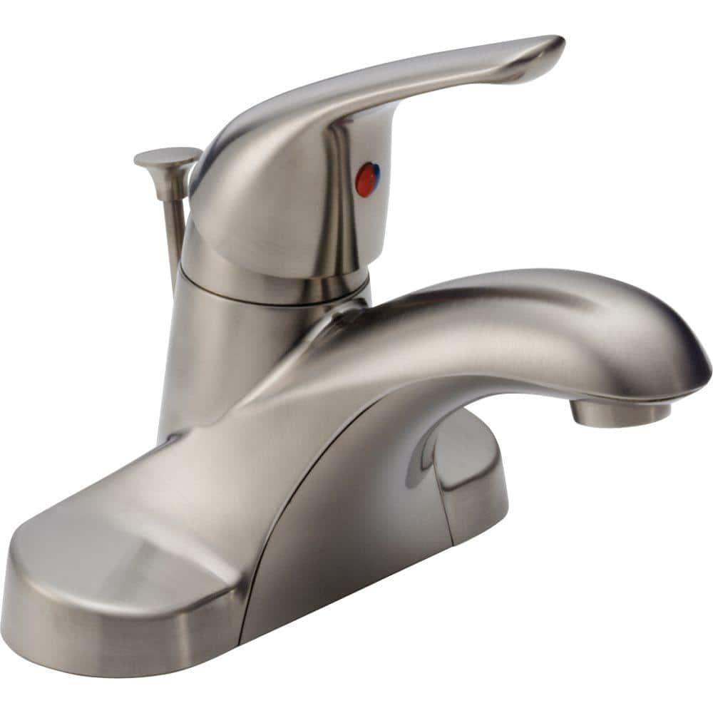 Delta Foundations 4 in Centerset SingleHandle Bathroom Faucet with Metal Drain Assembly in Stainless