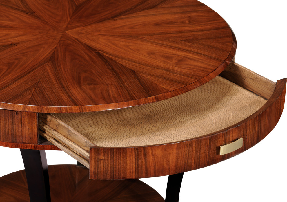 Art Deco Satin Round Side Table With Drawer   Transitional   Side Tables And End Tables   by HedgeApple  Houzz