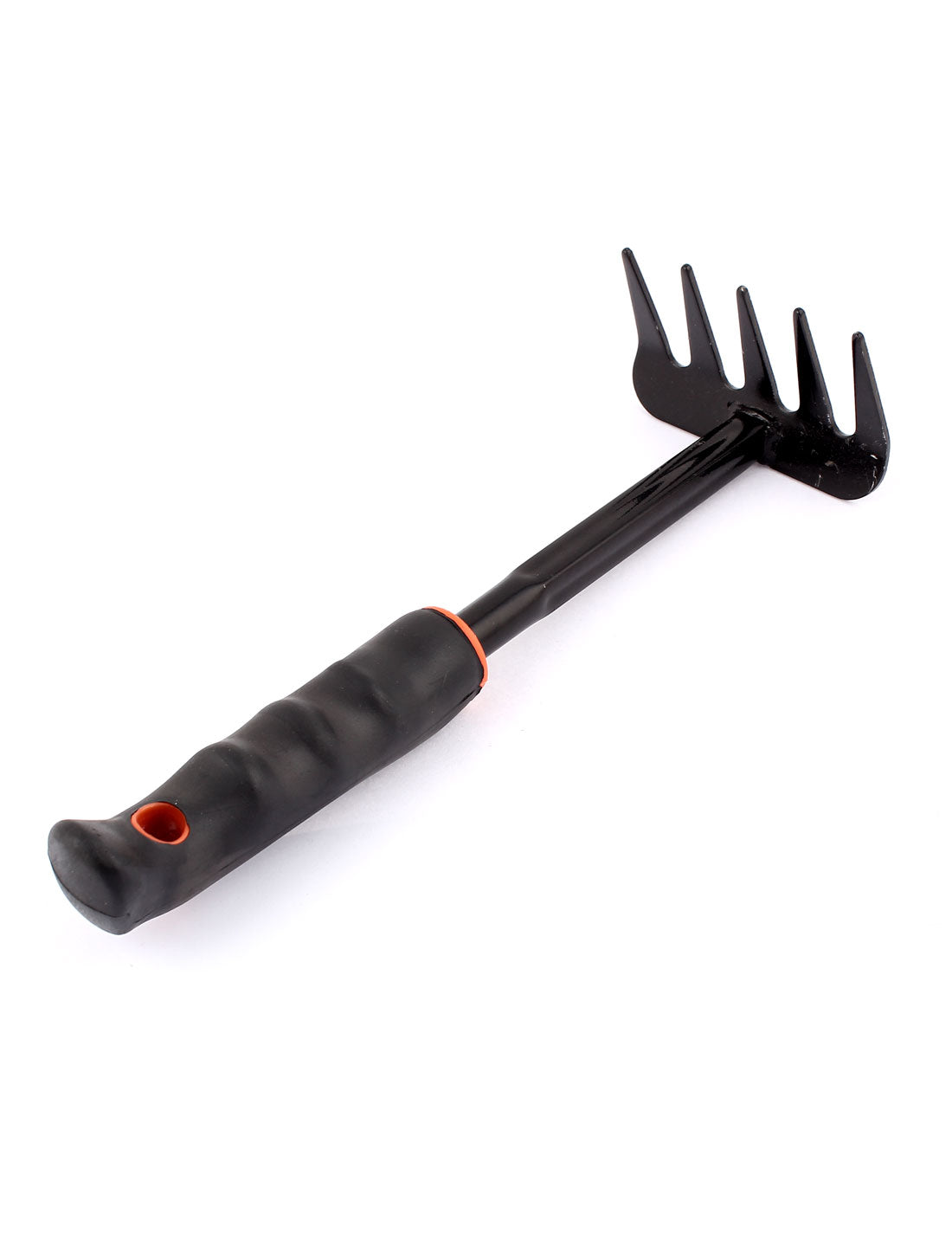 Unique Bargains Plastic Coated Metal Head Handheld 5 Teeth Garden Rake Hand Tool Black