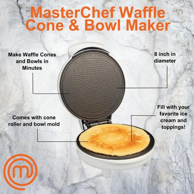 Masterchef Waffle Cone And Bowl Maker Includes Shaper Roller And Bowl Press Homemade Ice Cream Cone Baking Iron Machine