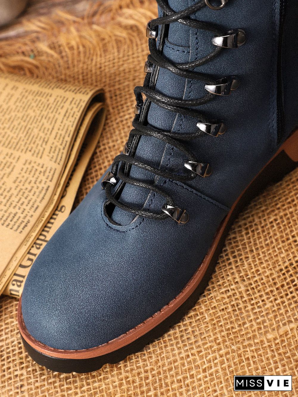 Retro Suede Zipper Martin Combat Boots