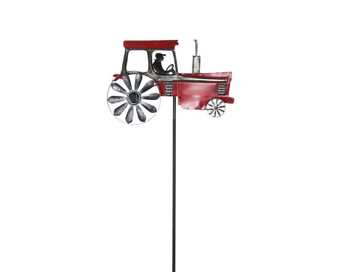 RUSSCO Tractor Wind Spinner with Solar LED Light Wheels Red WS147066