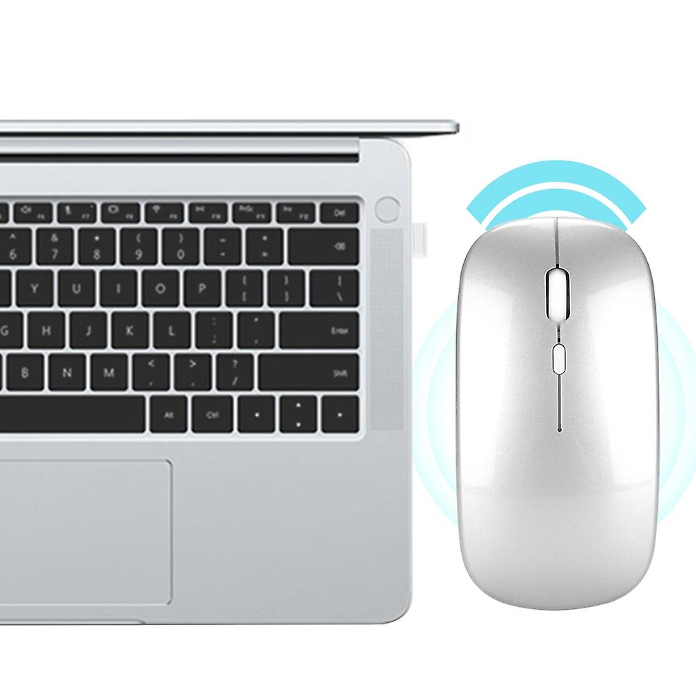 Hxsj M80 2.4g Ergonomic Wireless Rechargeable Silent Mouse With Usb Receiver (silver)