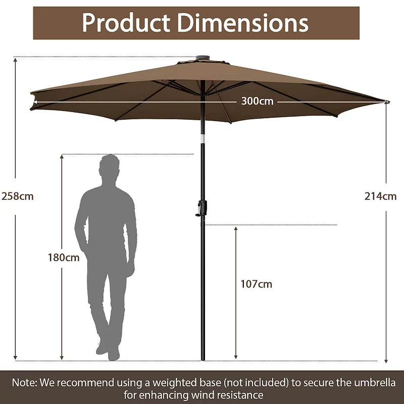 10 Feet Patio Offset Umbrella with 112 Solar-Powered LED Lights