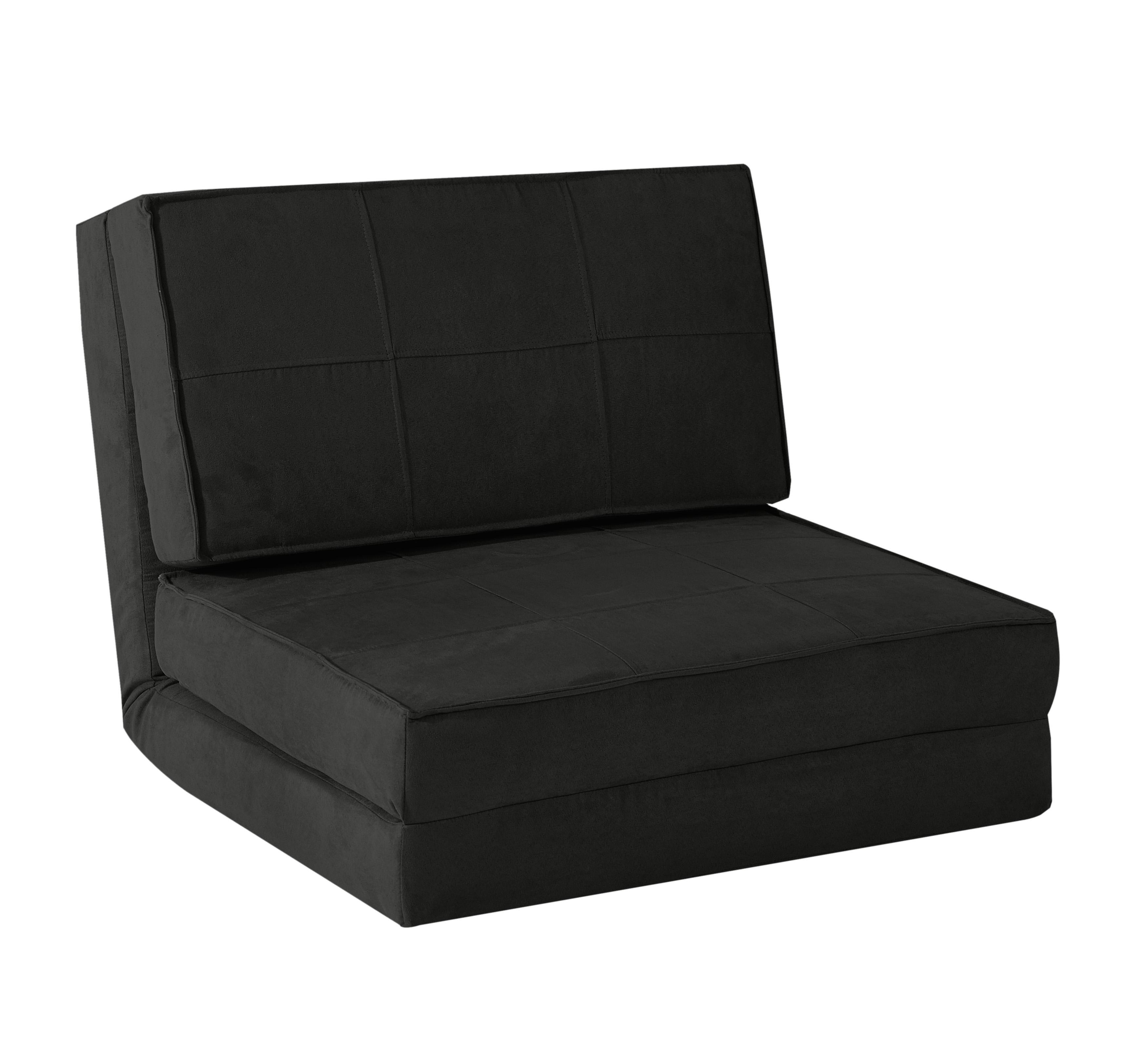 Your Zone Ultra Soft Suede 3 Position Convertible Flip Lounge Chair, Black