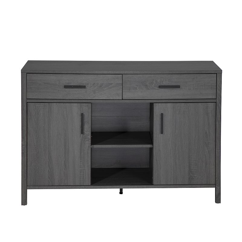 FC Design 47W Sideboard Storage Cabinet， Dining Server Cupboard Buffet Table with Two Cabinets and Drawers