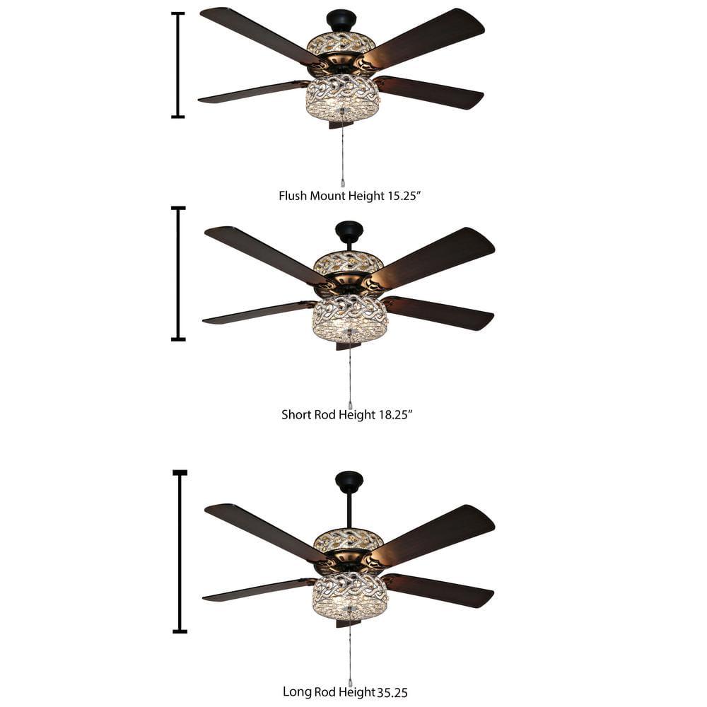 River of Goods Gracie Grand 52 in Silver with Clear Crystal LED Ceiling Fan With Light