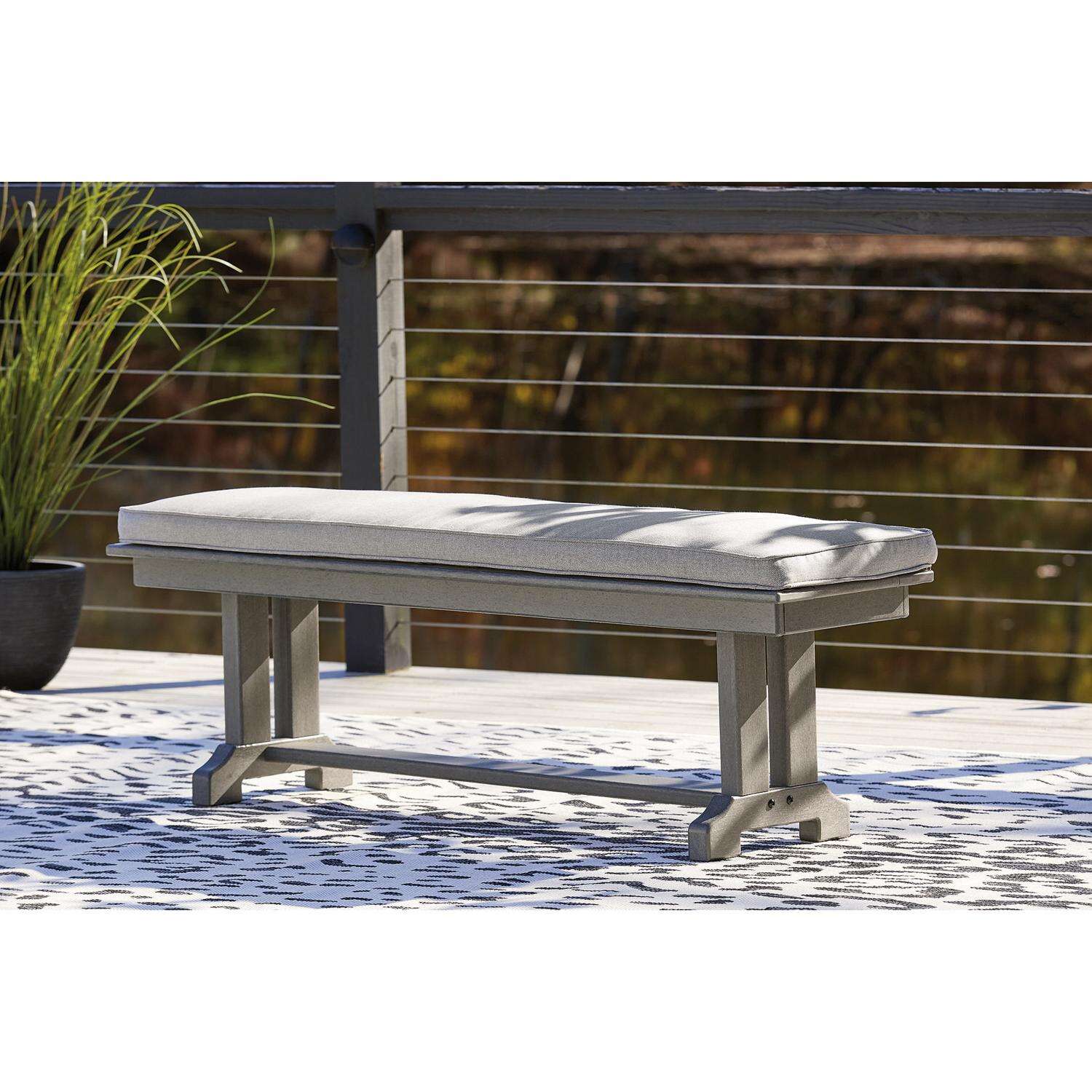 Signature Design by Ashley Visola Gray HDPE Contemporary Bench 19 in. H X 54 in. L X 14 in. D