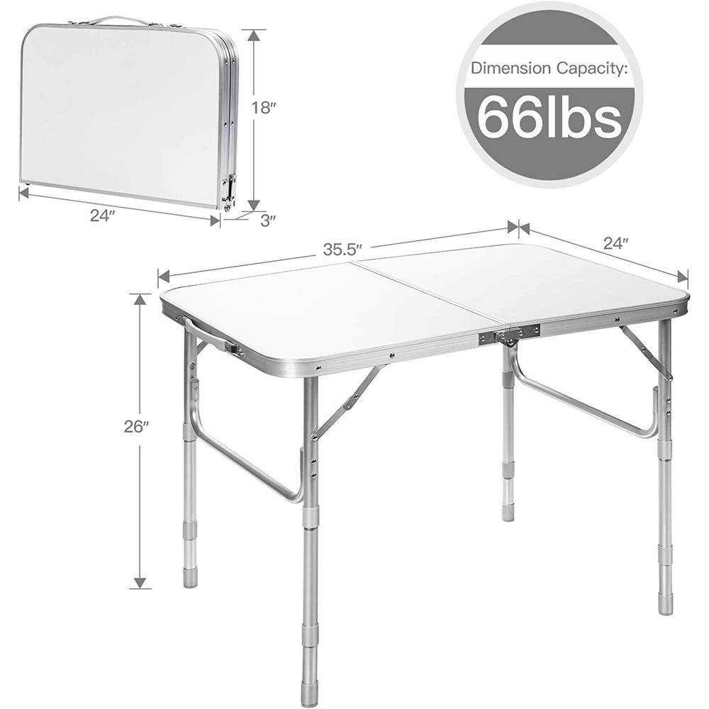 SUGIFT 26 in. H Rectangle Aluminum Folding Portable Outdoor Picnic Table SGFT88334