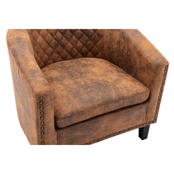 accent Barrel chair living room chair with nailheads and solid wood legs