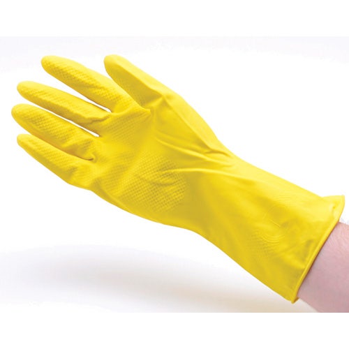 San Jamar 620-L Latex Flock Lined Gloves， Large， Yellow