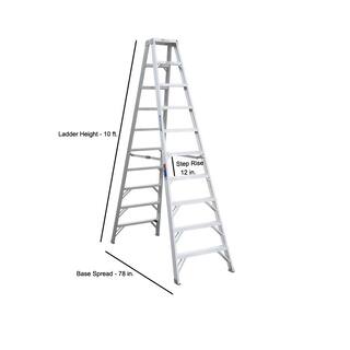 Werner 10 ft. Aluminum Twin Step Ladder with 300 lb. Load Capacity Type IA Duty Rating T310