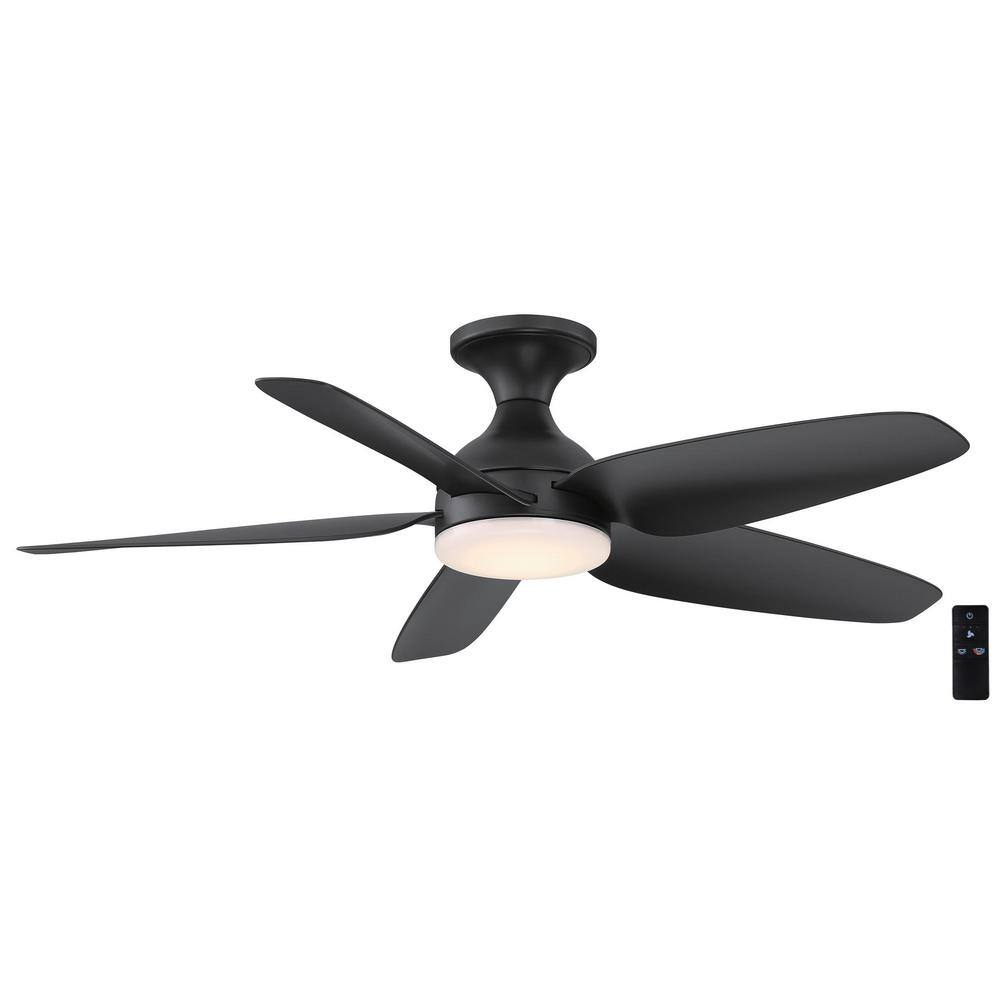 Hampton Bay Ceva 44 in. Integrated CCT LED IndoorOutdoor Matte Black Ceiling Fan with Light and Remote Control AK363HA-MBK