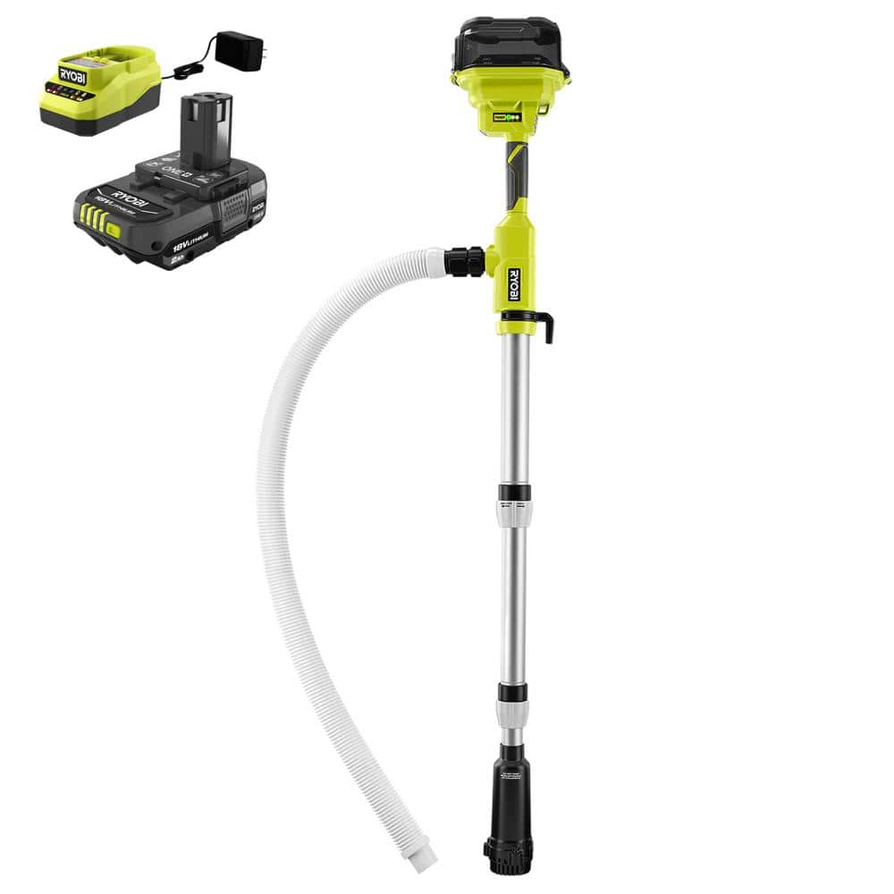 RYOBI ONE+ 18V Cordless 1/6 HP Telescoping Pole Pump with 2.0 Ah Battery and Charger RY20UP022K