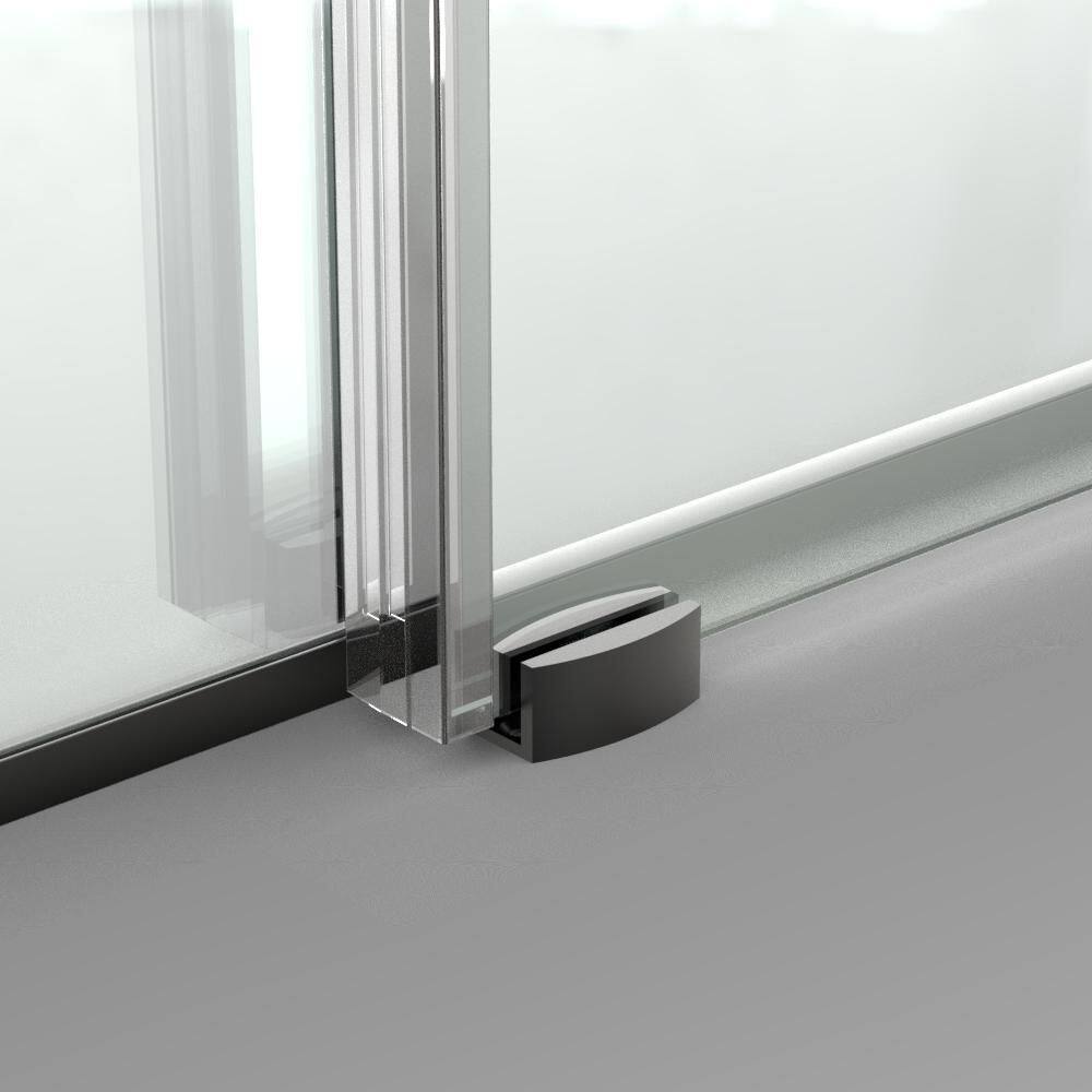 niveal Ruhr 60 in. W x 76 in. H Sliding Semi-Frameless Shower Door in Matte Black Finish with Clear Glass LU7051-7660MB