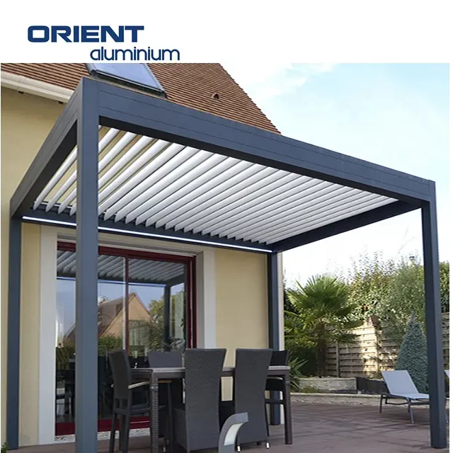 Free Shipping Aluminum Pergola With Adjustable Louvers Bioclimatic System Pergola Aluminium