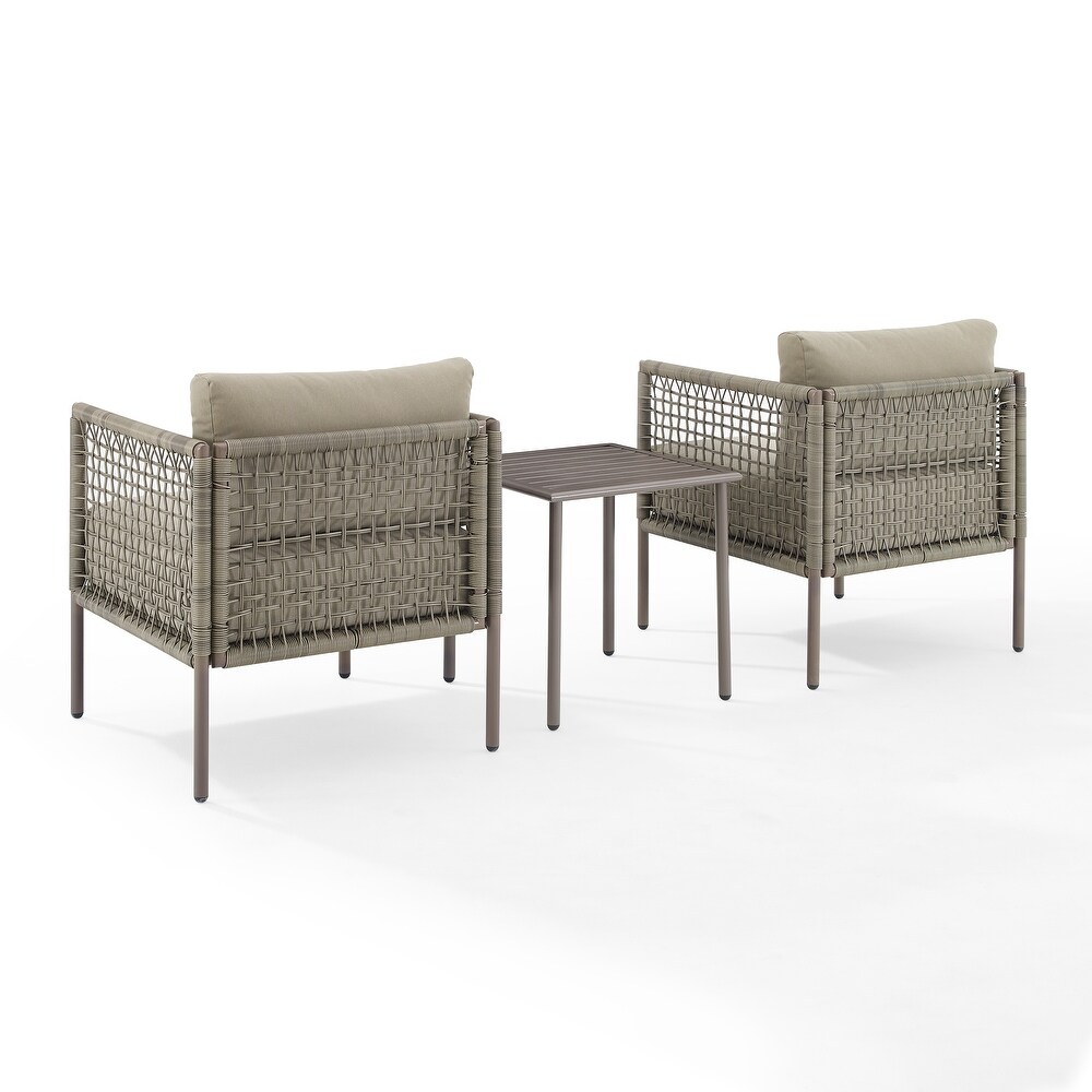 Cali Bay 3Pc Outdoor Wicker And Metal Chair Set   27.5\