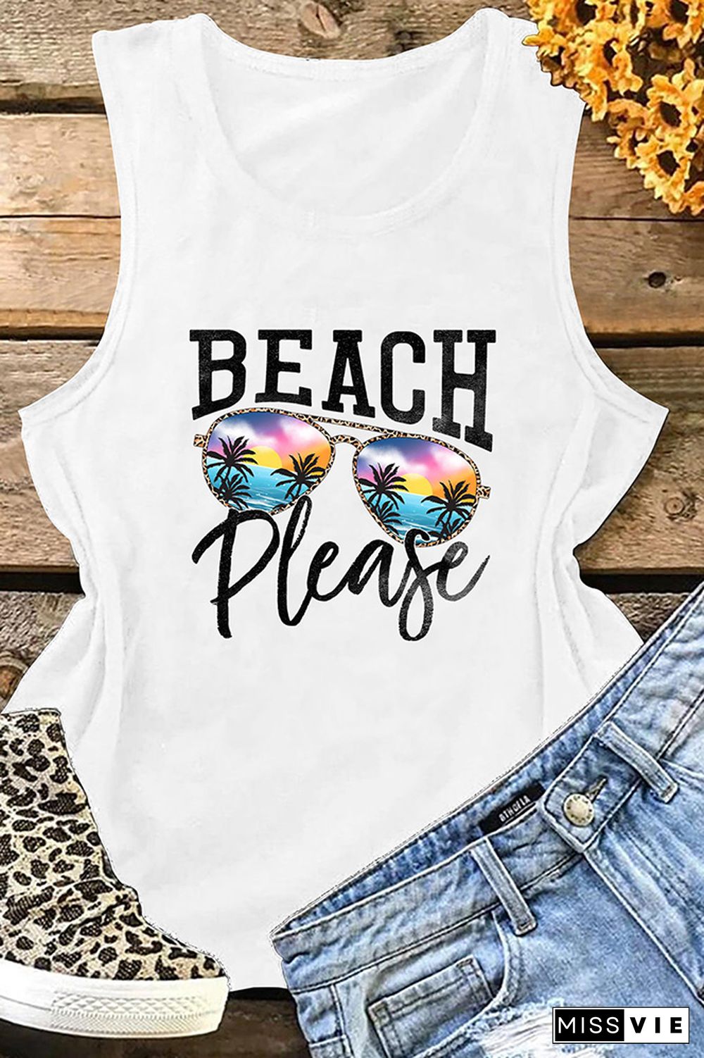 Beach Plwase Printed Tank Top