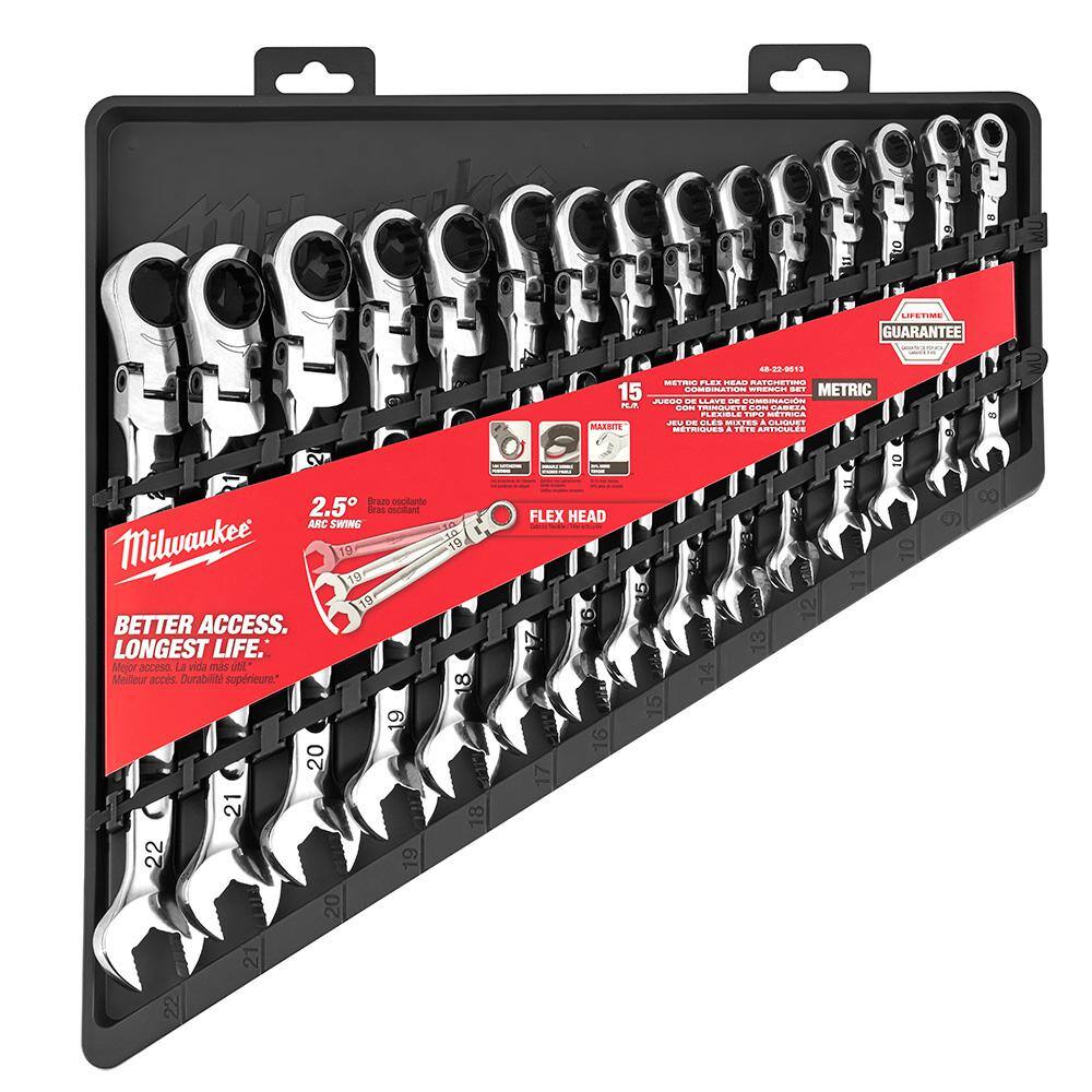 MW 144-Position Flex-Head Ratcheting Combination Wrench Set Metric with Screwdriver Set (25-Piece) 48-22-9513-48-22-2710