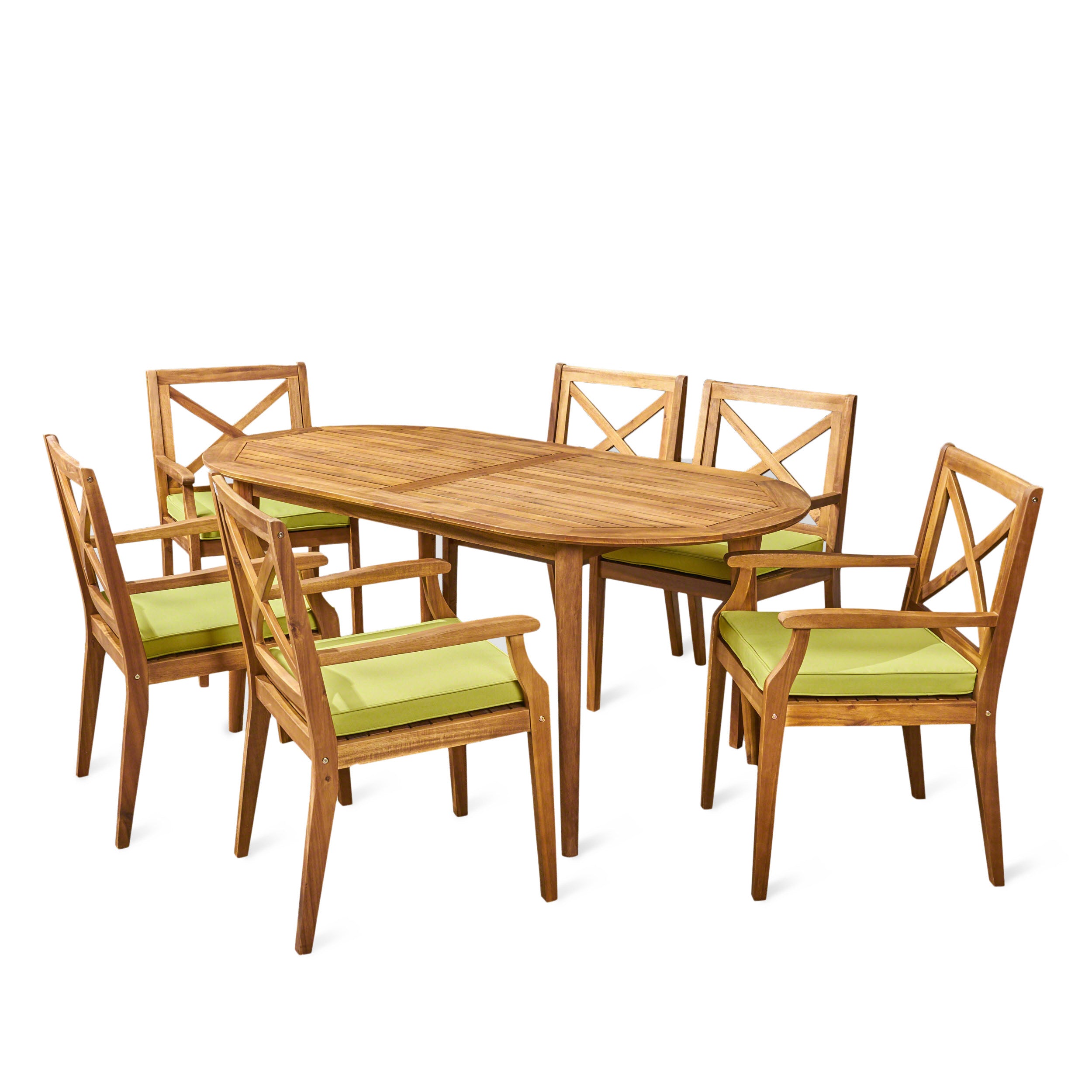 Byrd Outdoor 7 Piece Acacia Wood Dining Set