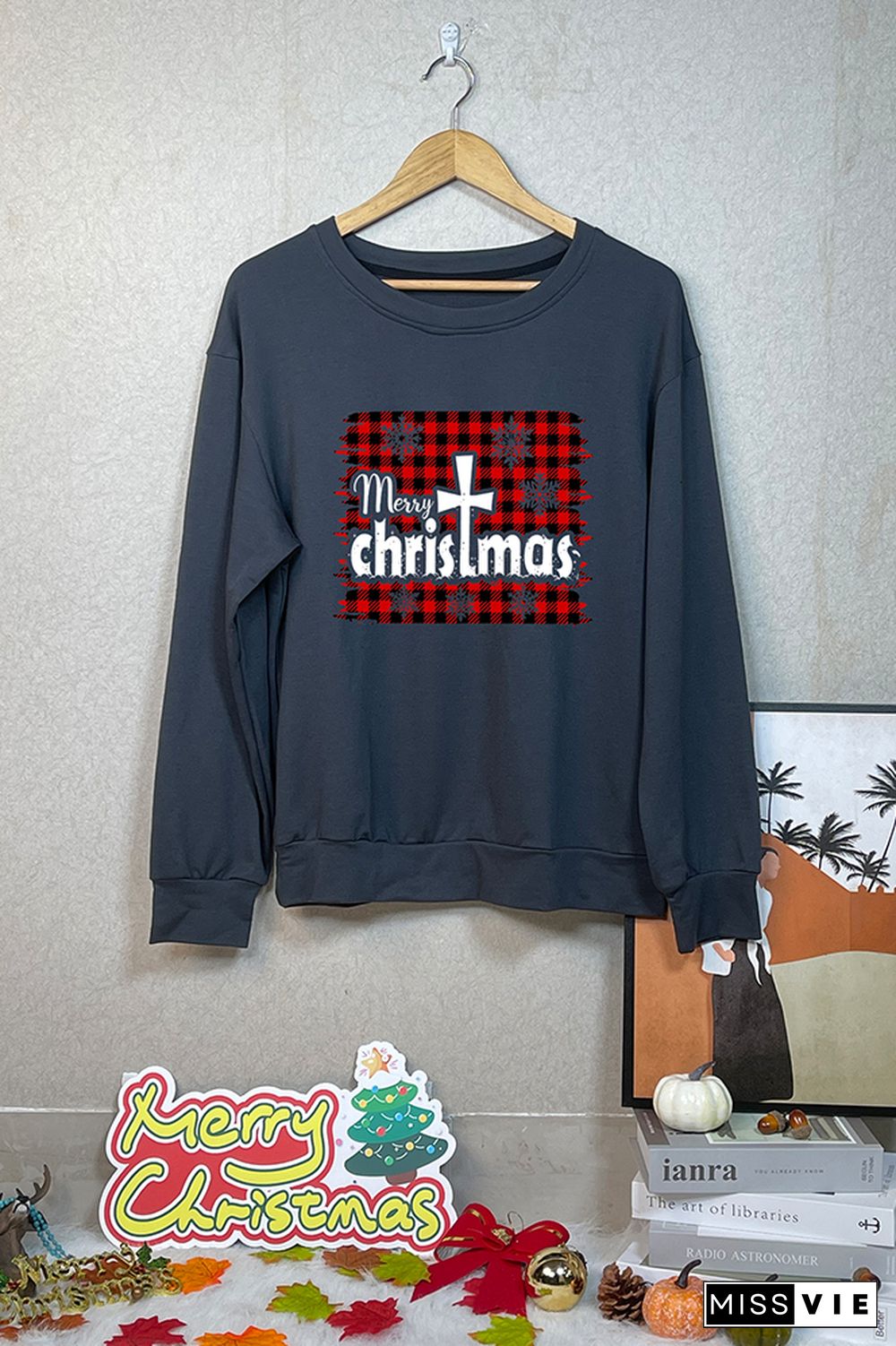 Christmas Cross Pullover Longsleeve Sweatshirt Wholesale