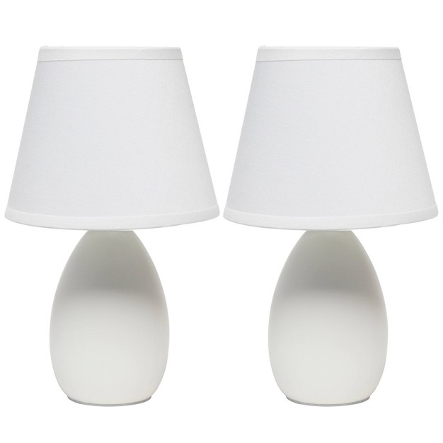 Petite Ceramic Oblong Bedside Table Desk Lamps With Matching Tapered Drum Shade Creekwood Home