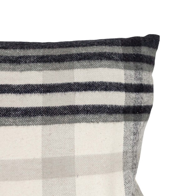 14x14 Inch Hand Woven Plaid Throw Pillow Black Cotton With Polyester Fill By Foreside Home amp Garden