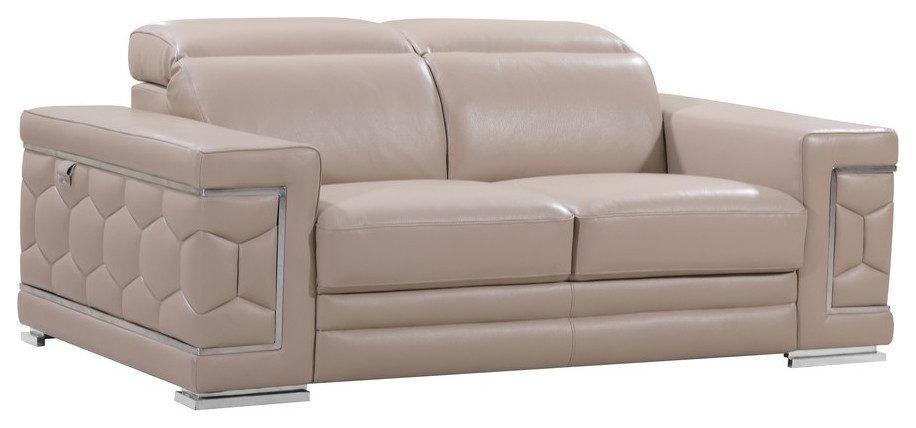 29To 38 quotModern Beige Leather Loveseat   Contemporary   Loveseats   by HomeRoots  Houzz