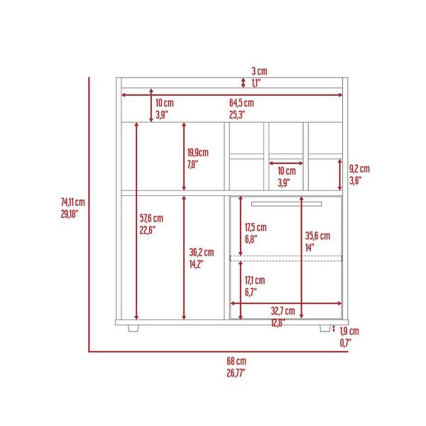 1-Door Bar Cabinet with 2 Shelves and 6 Cubbies