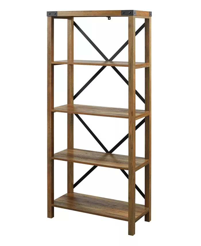 Walker Edison Farmhouse Metal X Bookcase