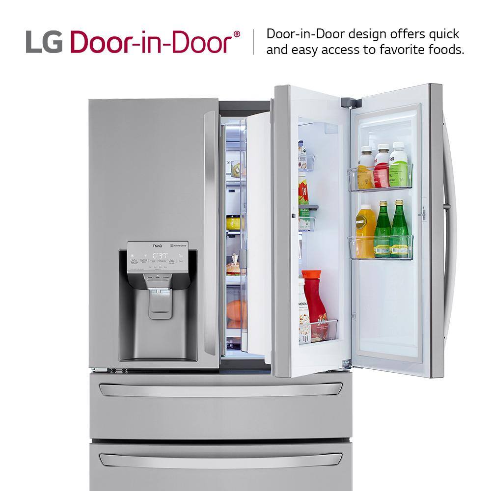 LG 30 cu. ft. 4-Door French Door Refrigerator Door-In-Door Full-Convert Drawer Craft Ice in PrintProof Stainless Steel LRMDS3006S