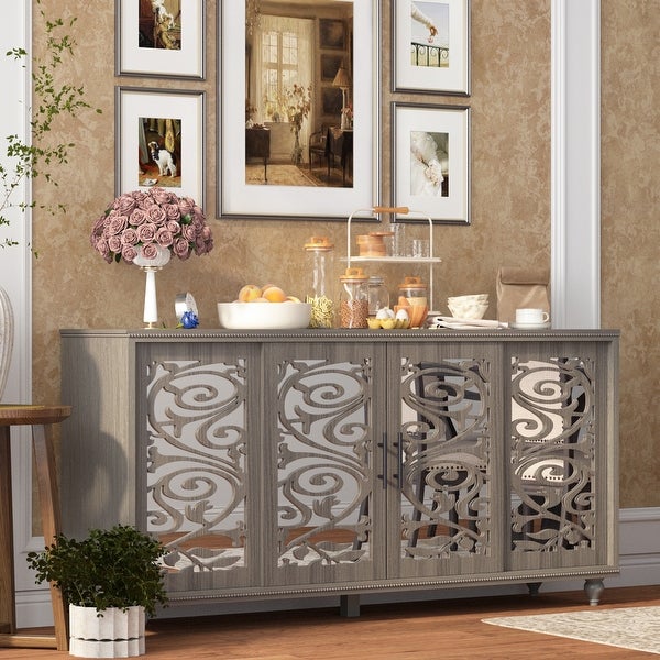 63 Inches Storage Cabinet Modern Display Cabinet Buffet Sideboard