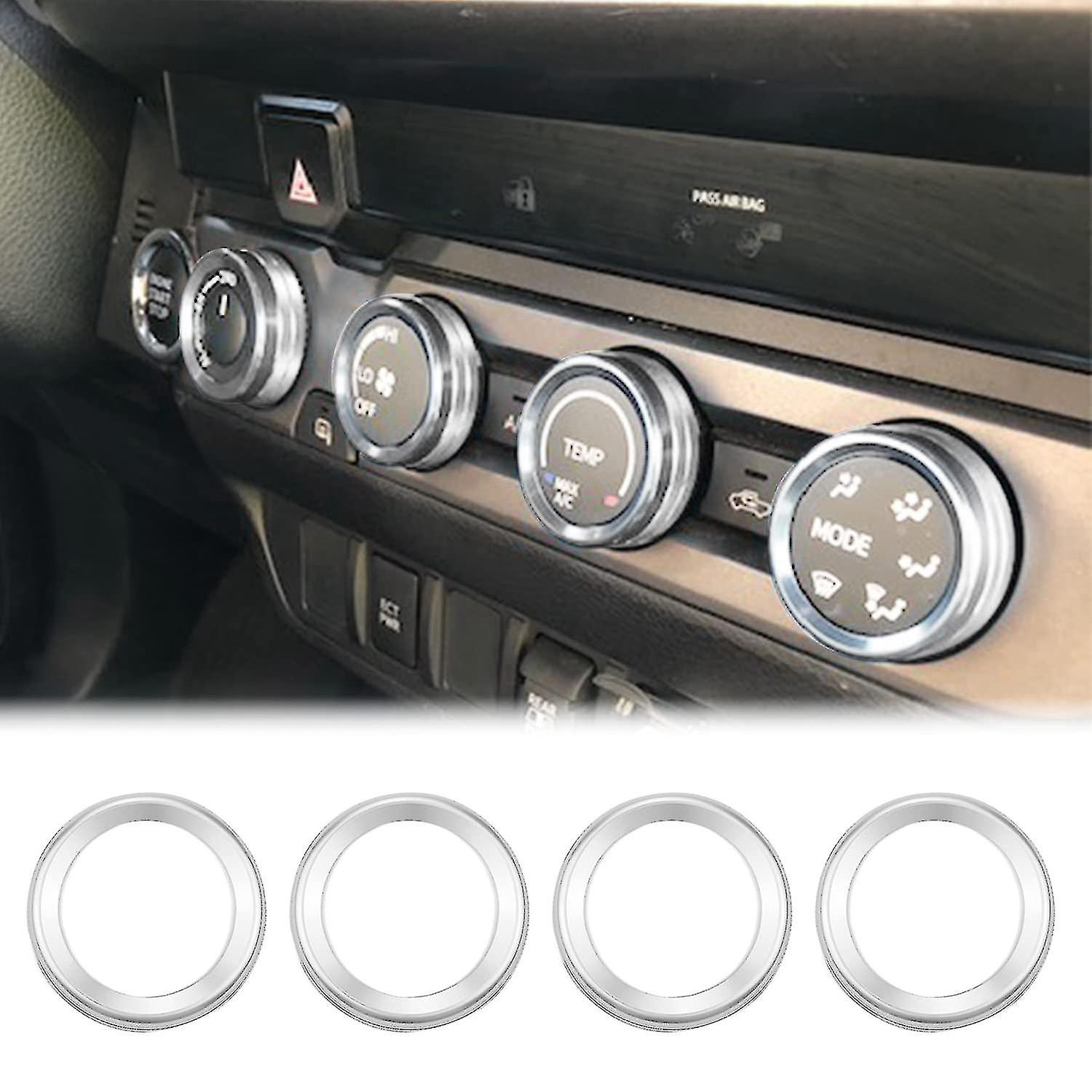 Air Conditioner Switch Knob Decor Compatible With Toyota Tacoma 2016-(silver)